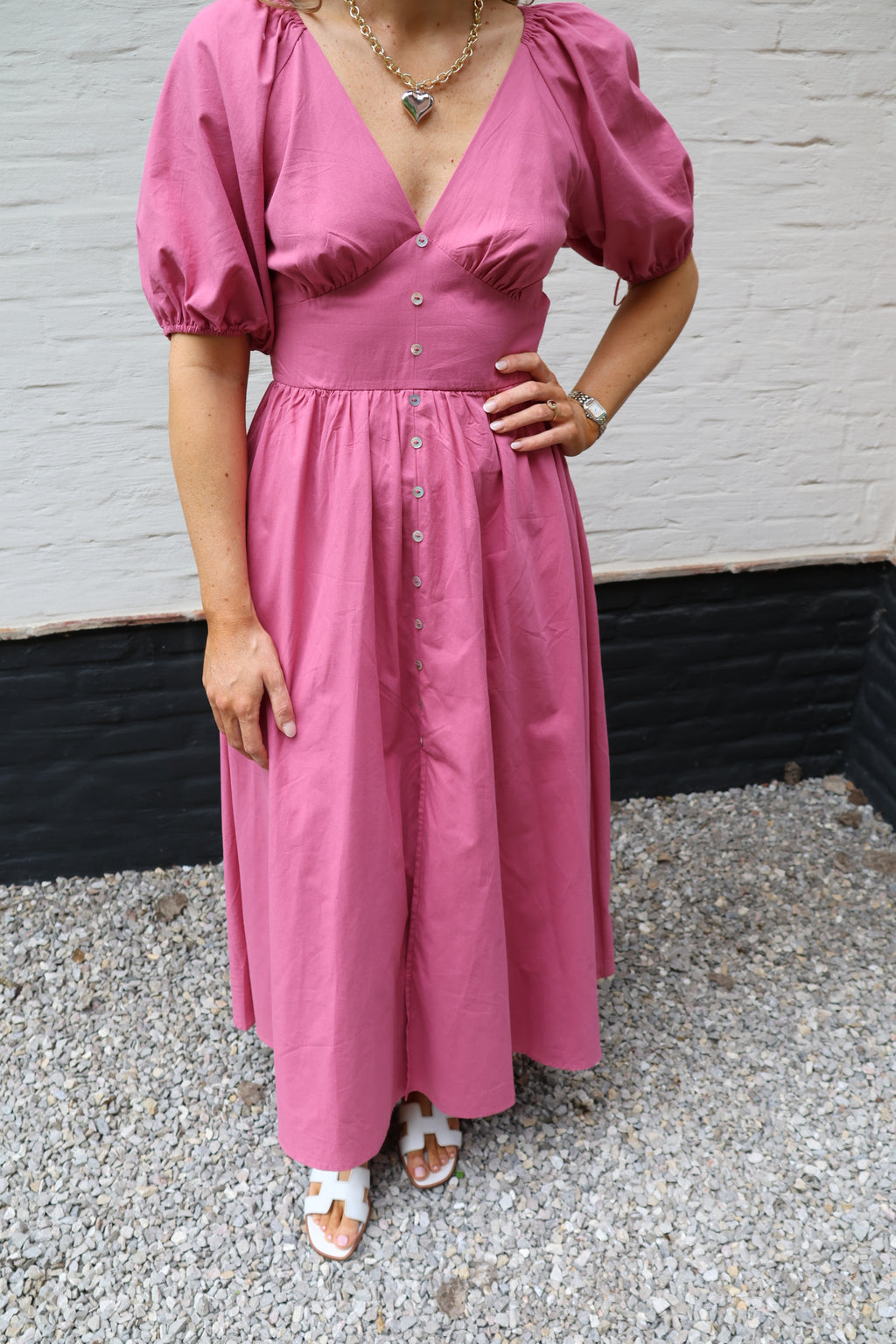 Alma maxi jurk met strik oudroze
