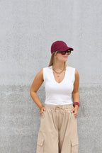 Ellie top met V-hals wit