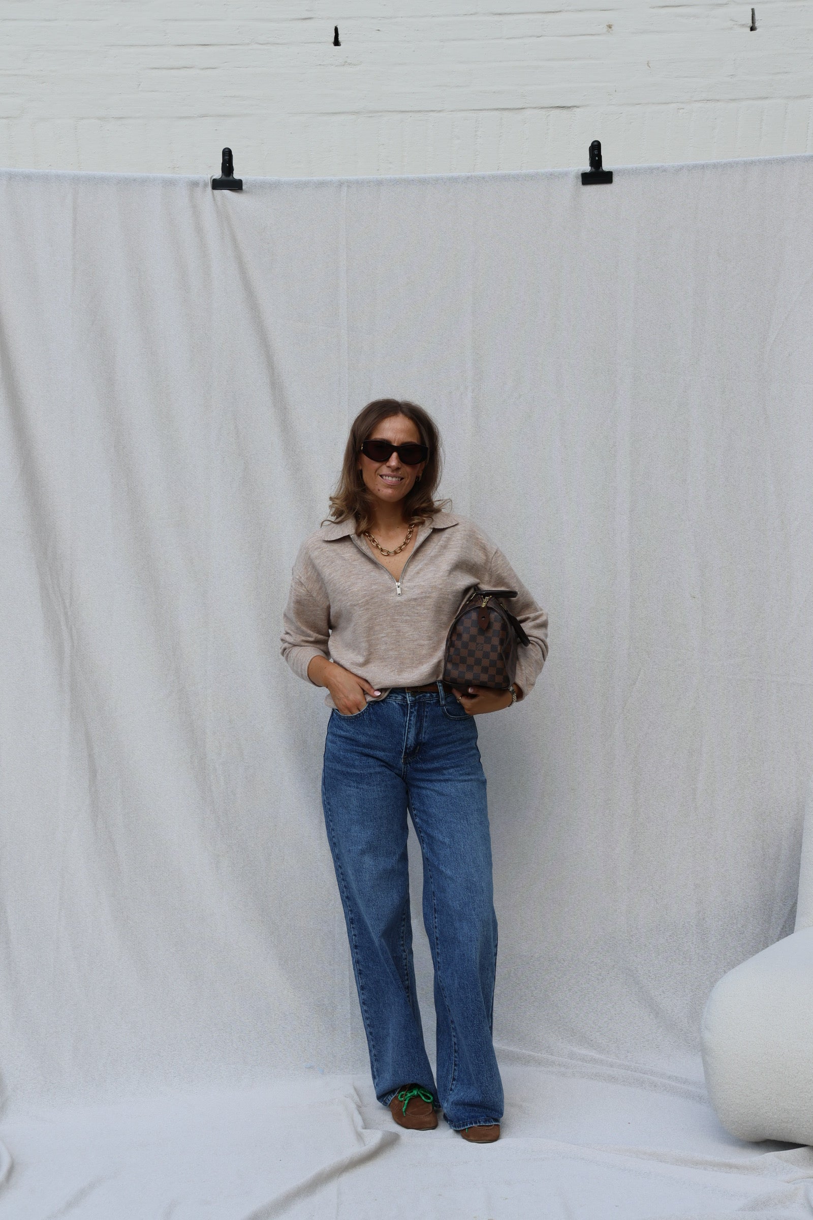 Alix trui met rits beige