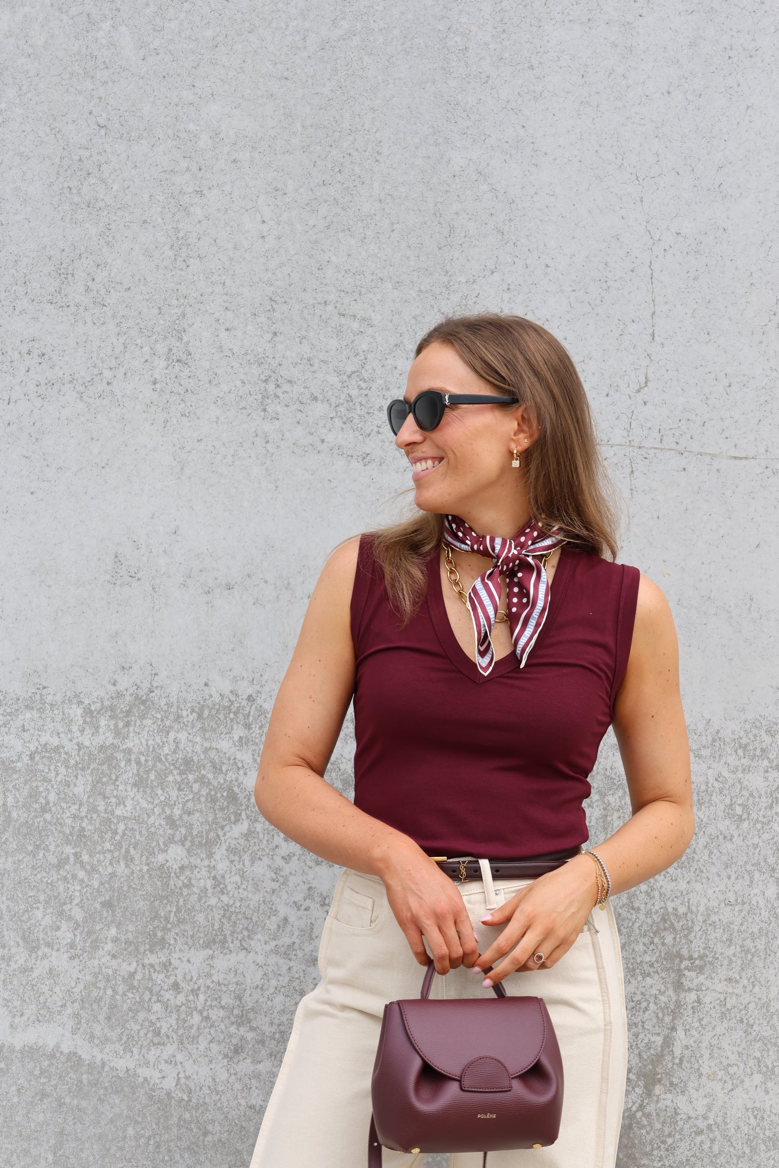 Ellie top met V-hals bordeaux