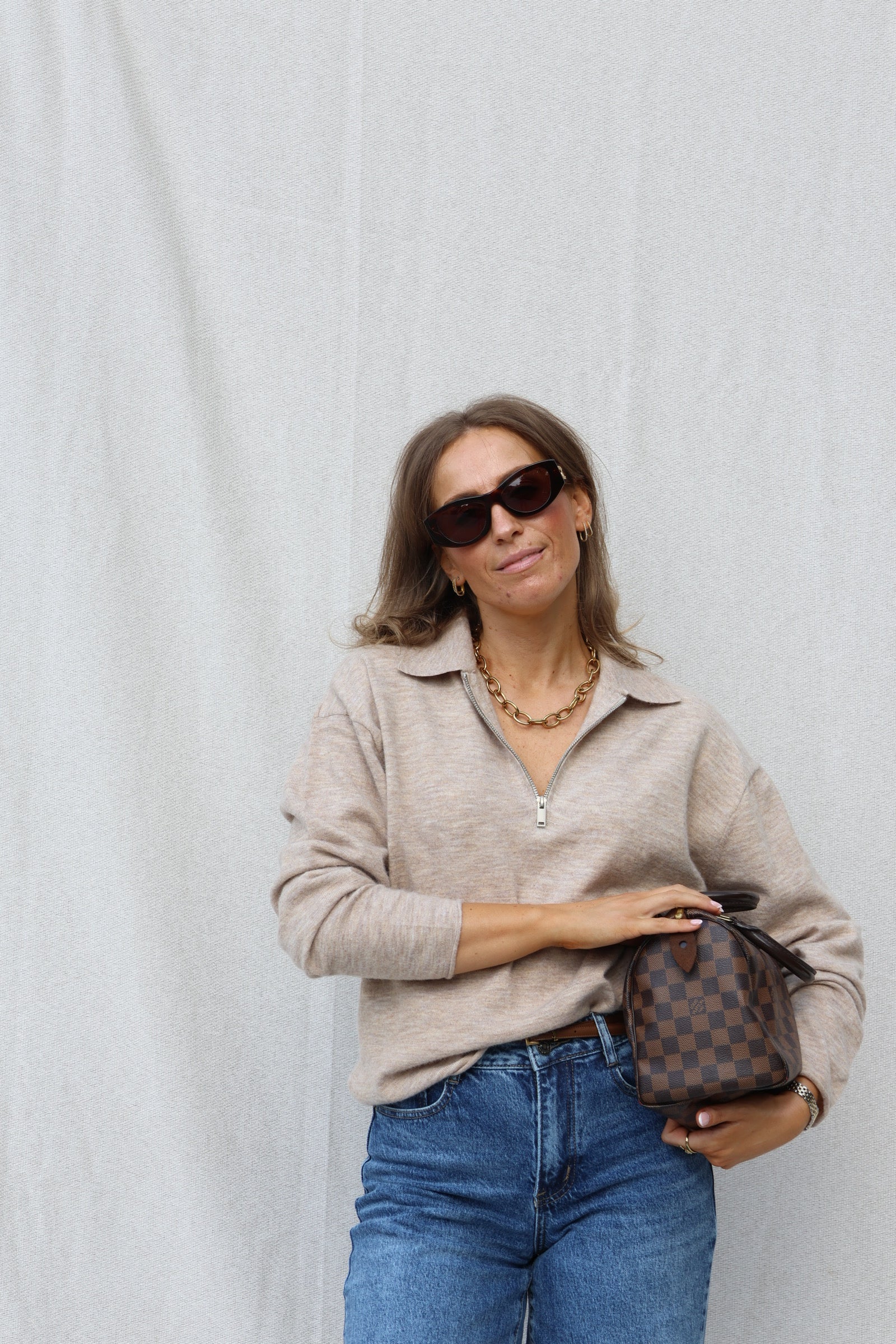 Alix trui met rits beige