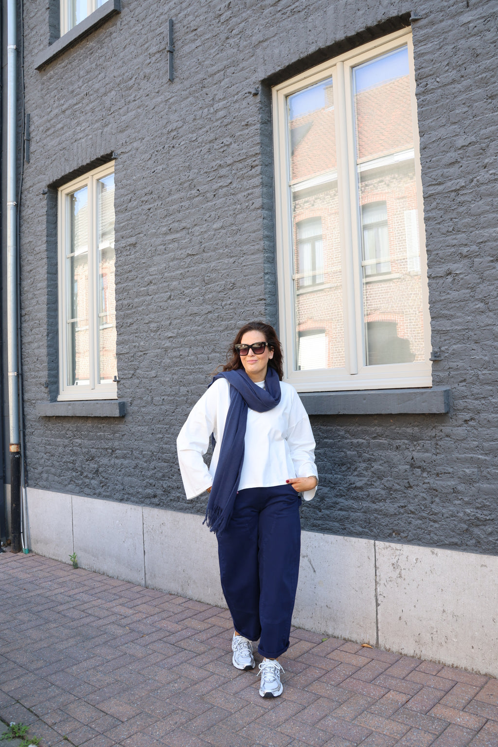 Pollie longsleeve met strikdetail wit