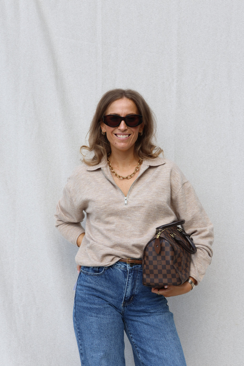 Alix trui met rits beige