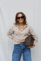 Alix trui met rits beige