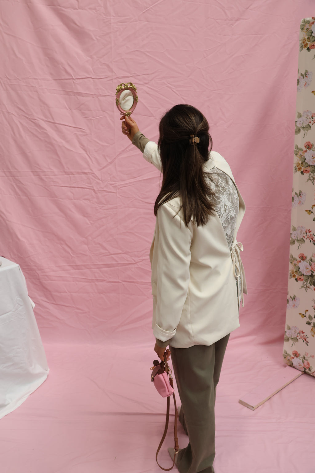 Eloise lace blazer cream