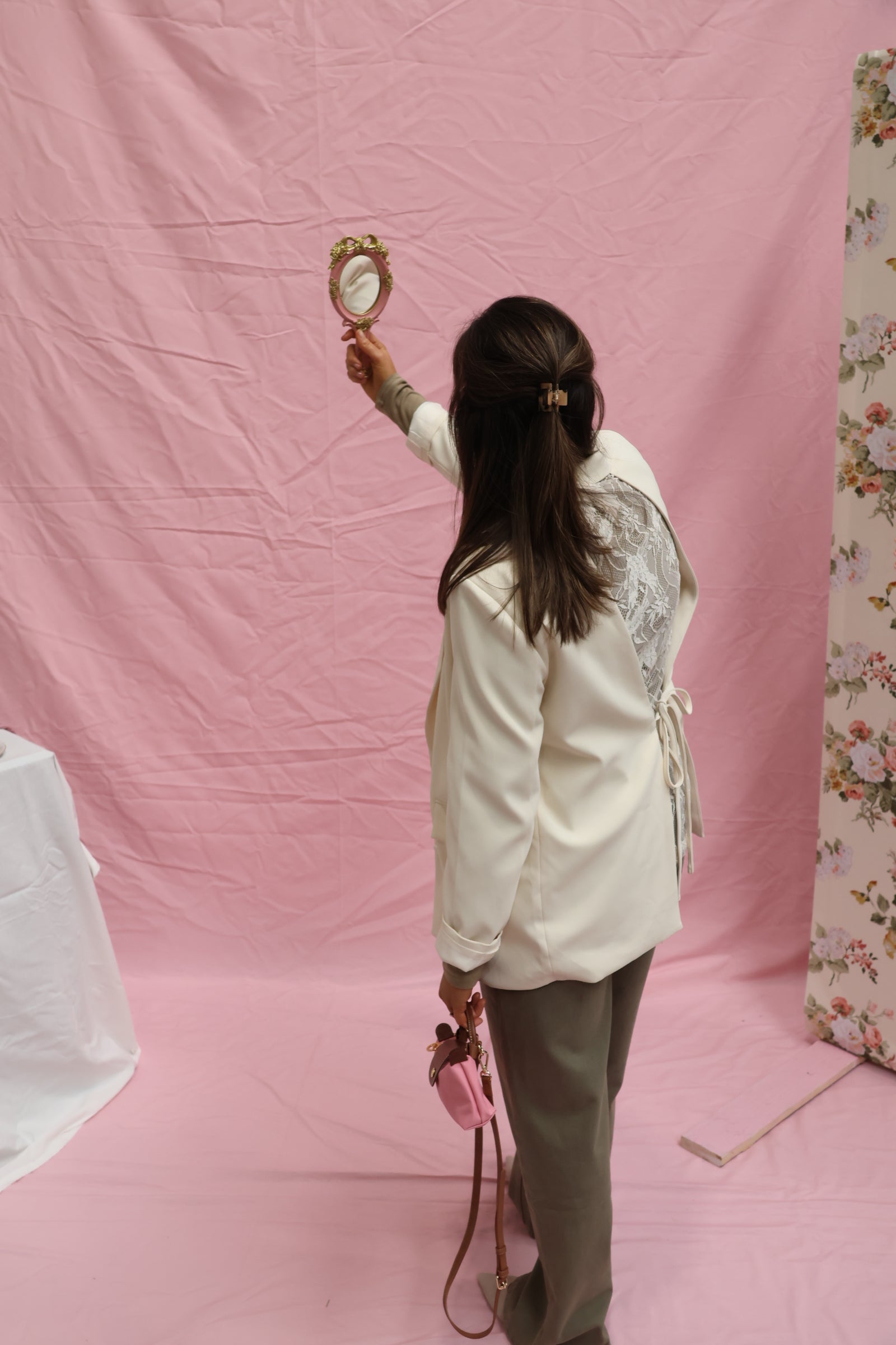 Eloise lace blazer cream