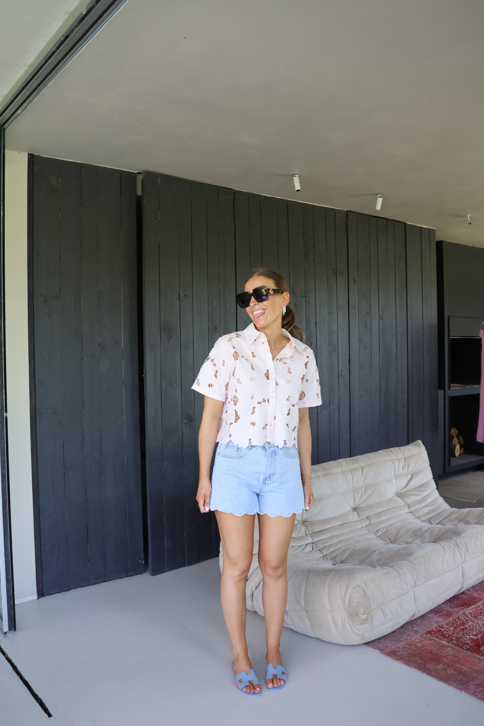 Mirthe denim short met detail