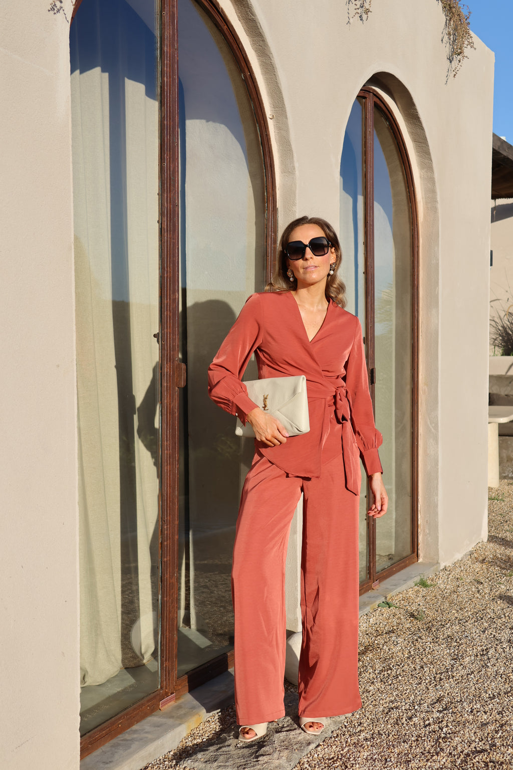 Mara overslag blouse terracotta