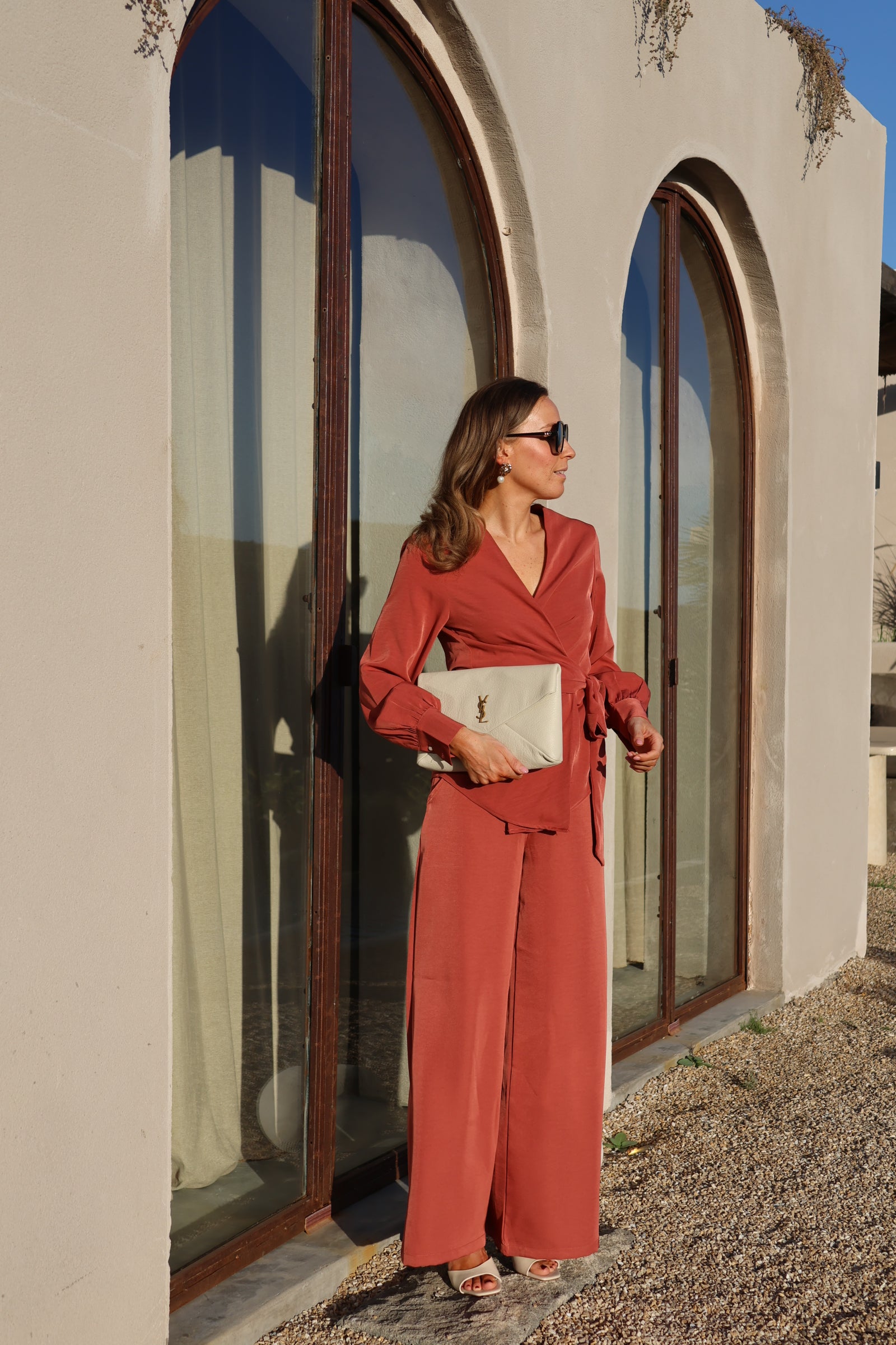 Mara overslag blouse terracotta