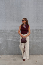 Ellie top met V-hals bordeaux