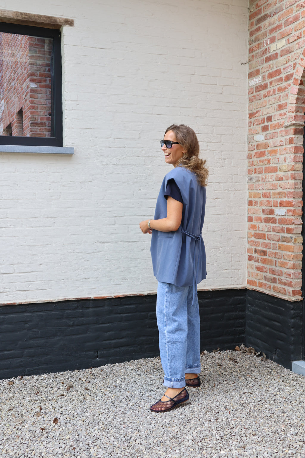 PRE-ORDER Vienna mouwloze blazer blauw