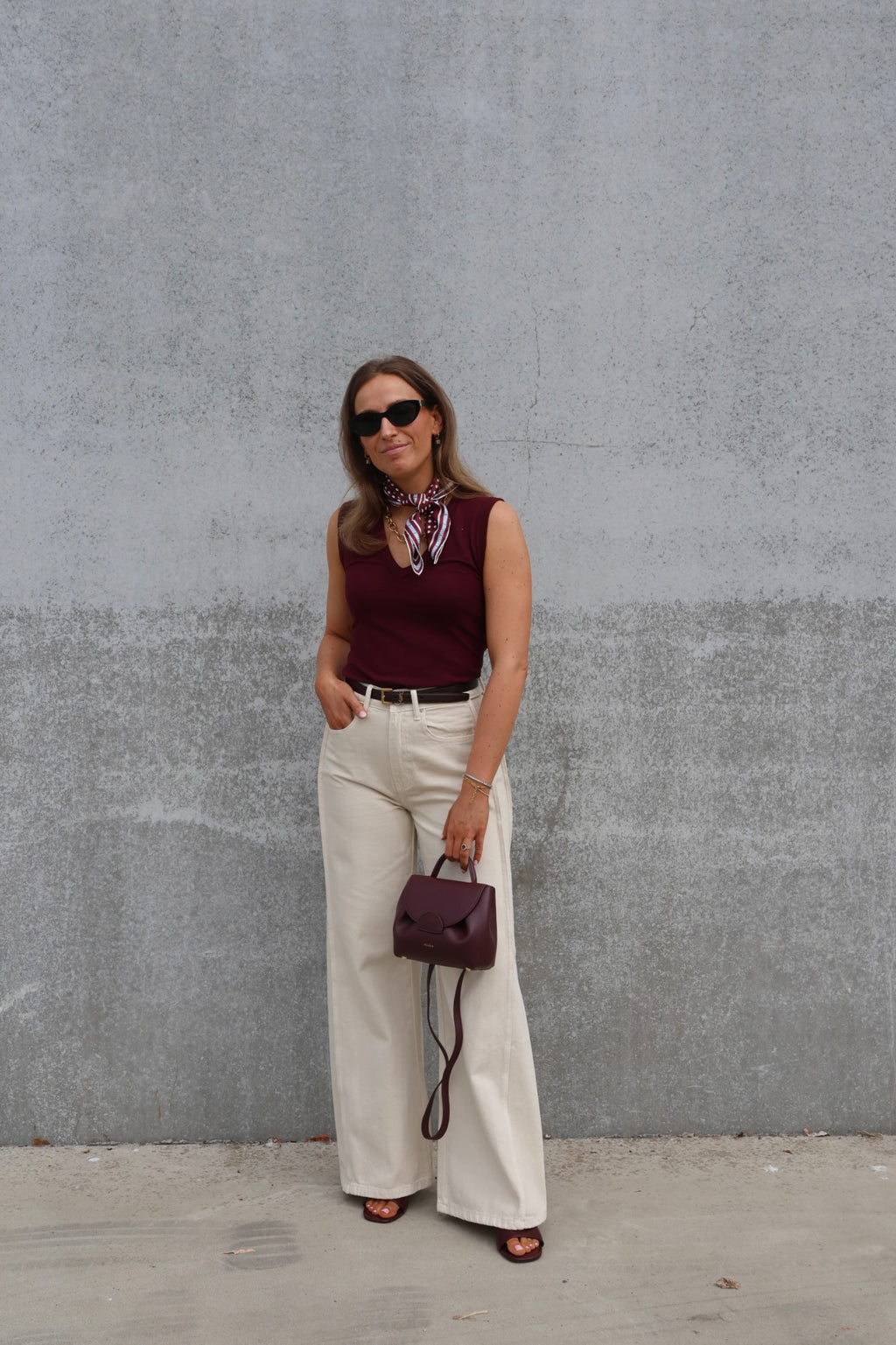 Lilly wide leg jeans met detail beige