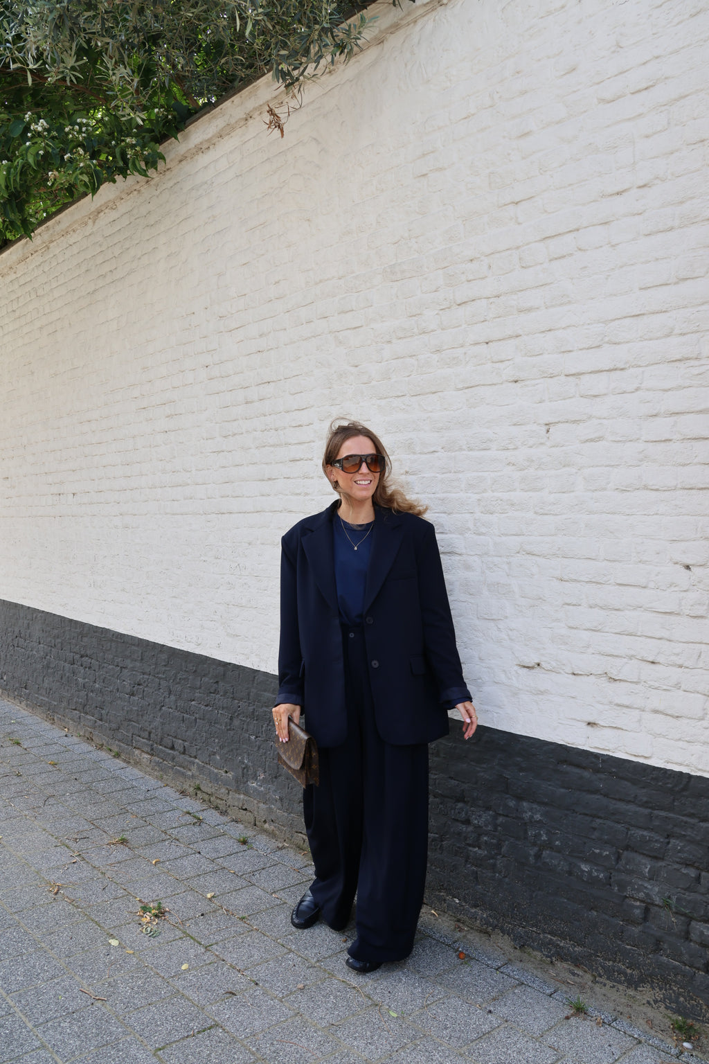 Lune pantalon met detail marine