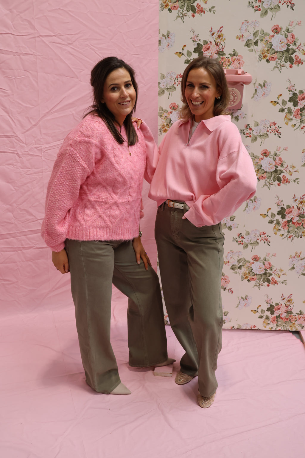 Ines cropped zipper sweater pink