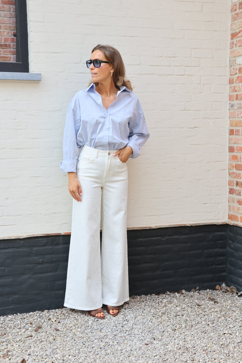 Mona wide leg jeans wit