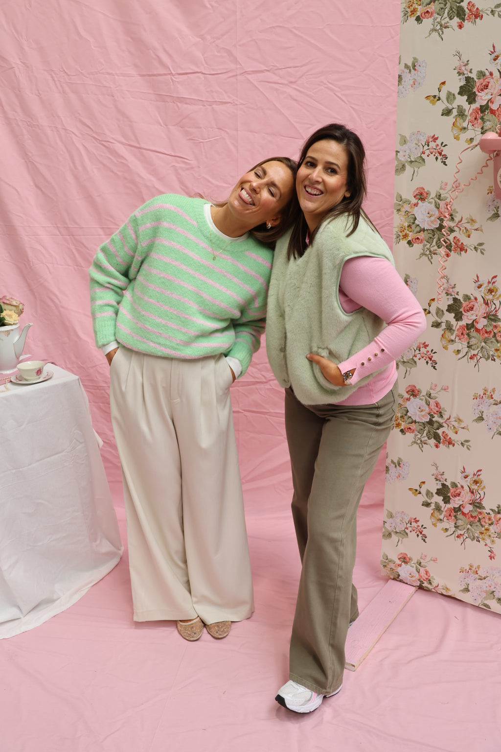 Alfie striped knit roze/groen