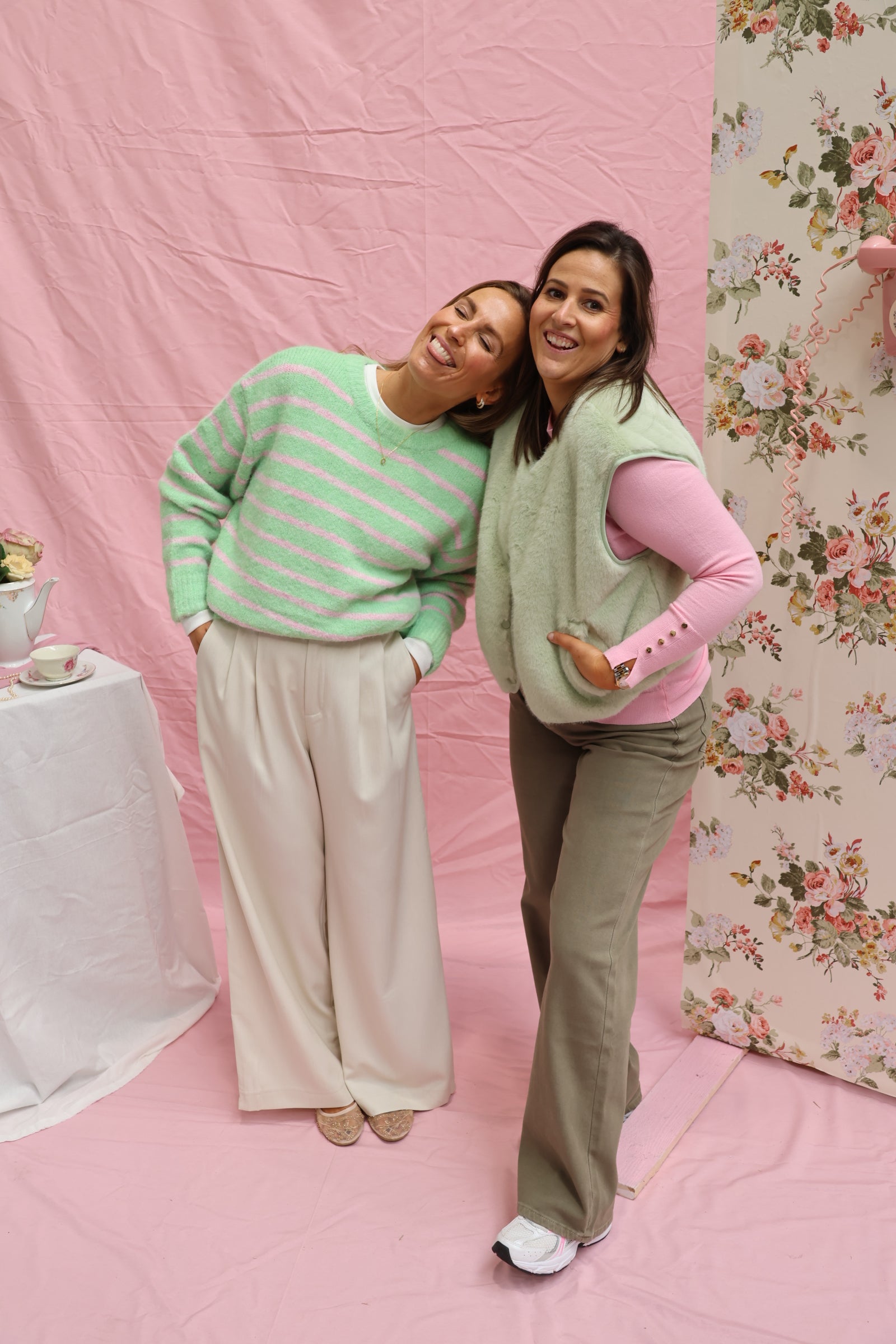 Alfie striped knit roze/groen