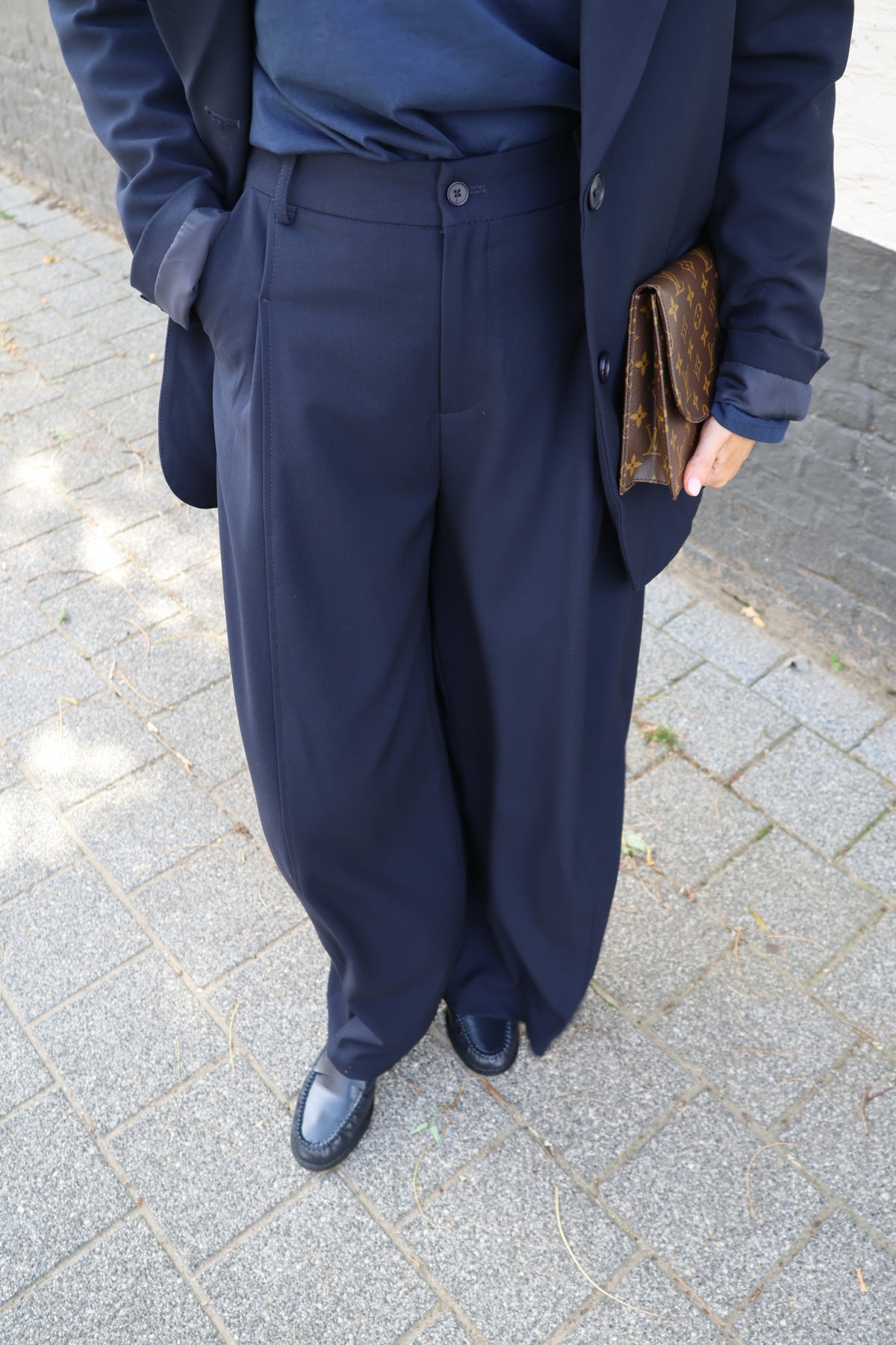 Lune pantalon met detail marine