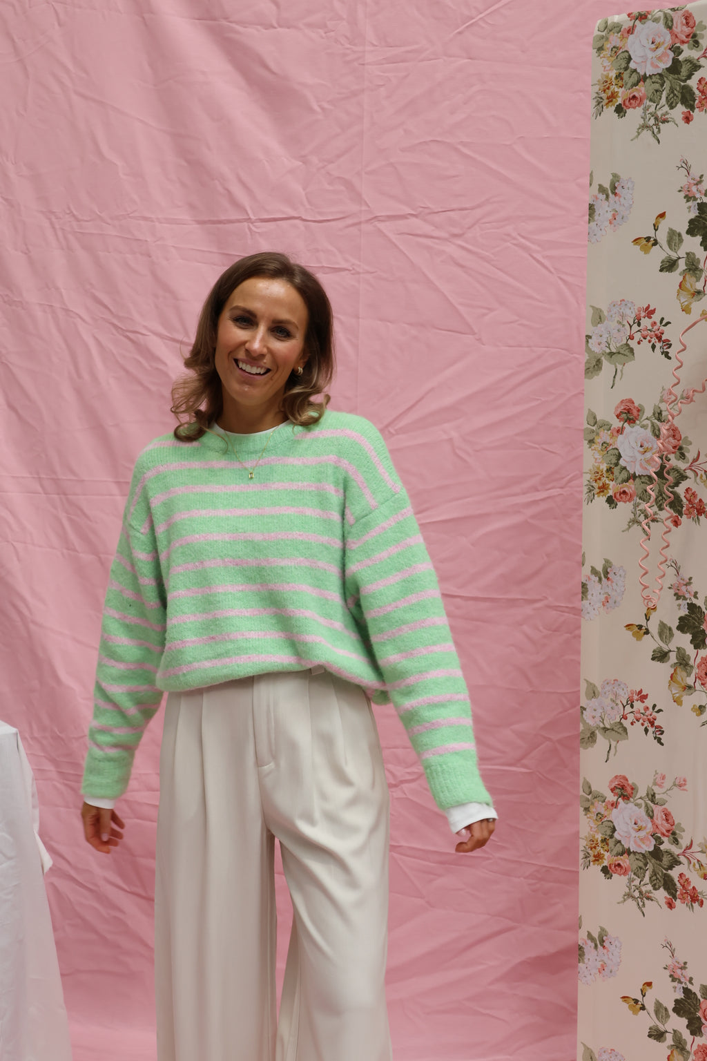 Alfie striped knit roze/groen