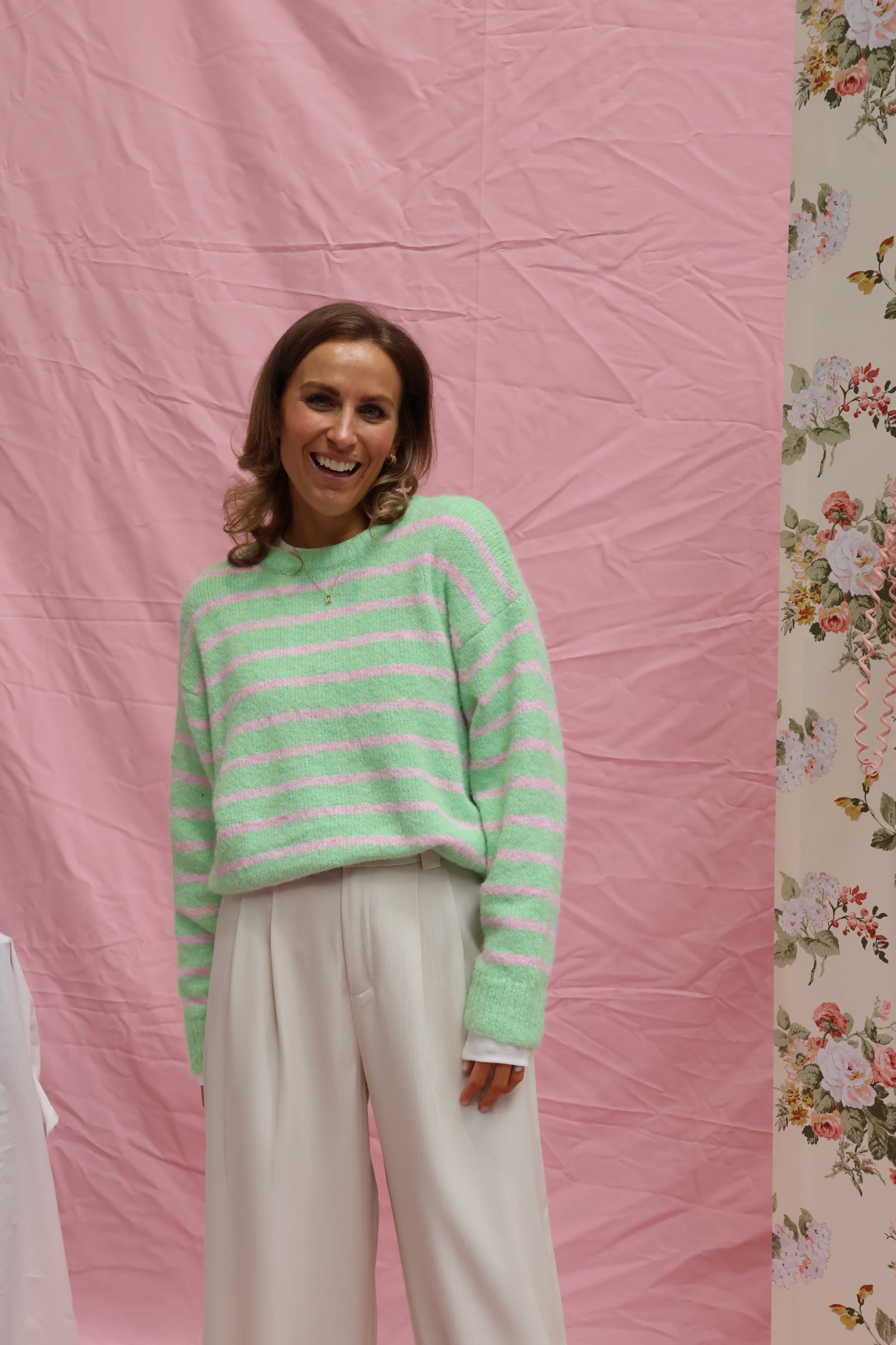 Alfie striped knit roze/groen