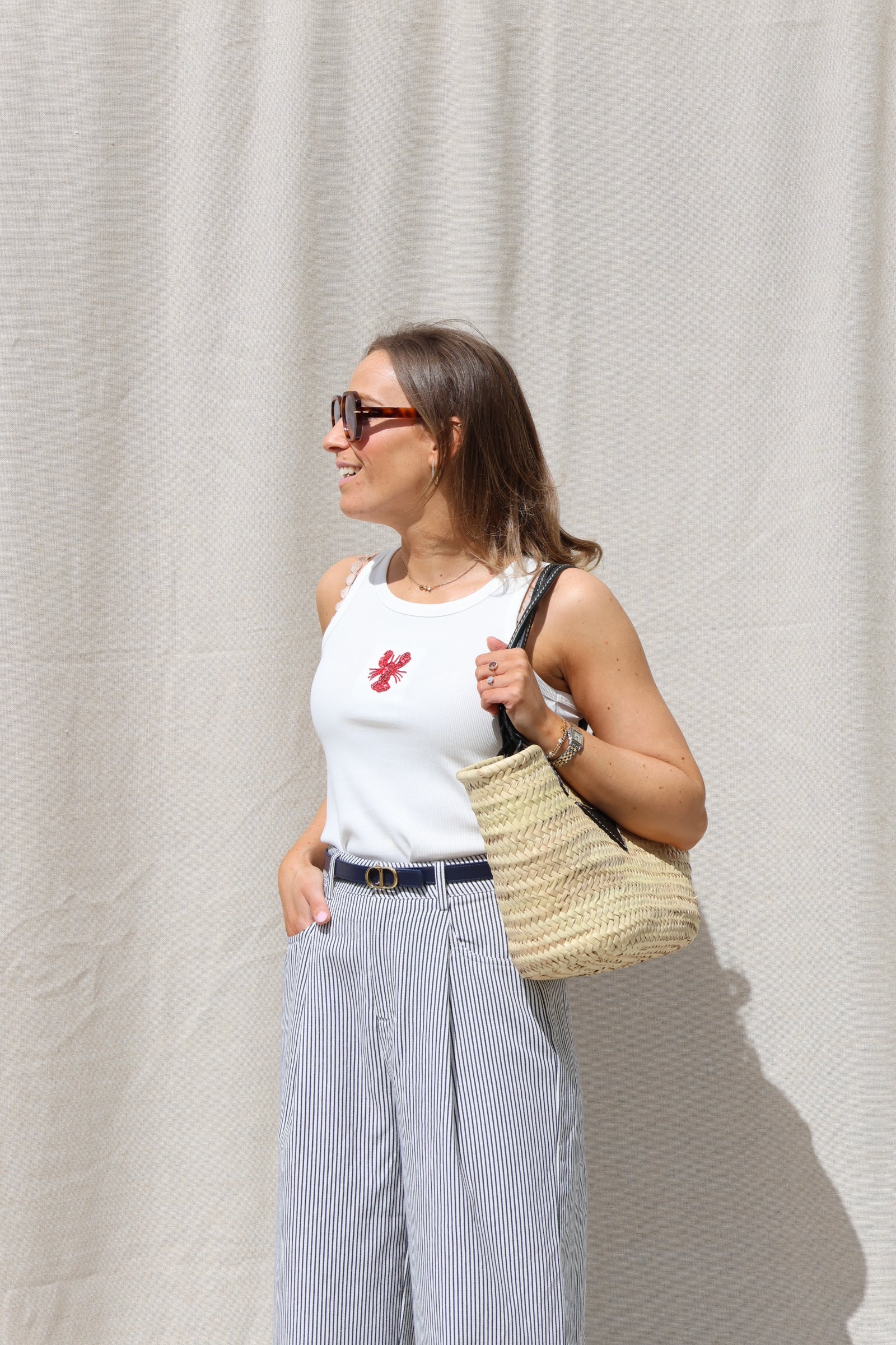 Tank top wit met kreeft
