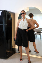 Jane polkadot haltertop ecru