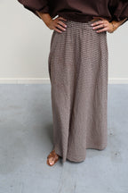 Ziva geruite maxi rok bruin