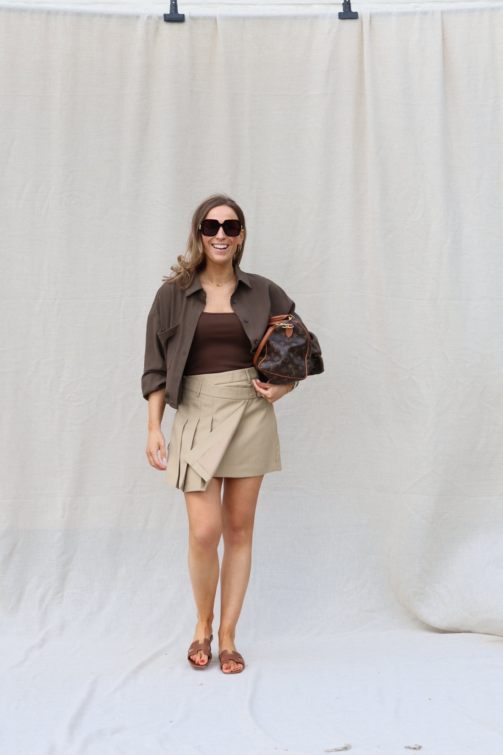 Noé cropped blouse bruin