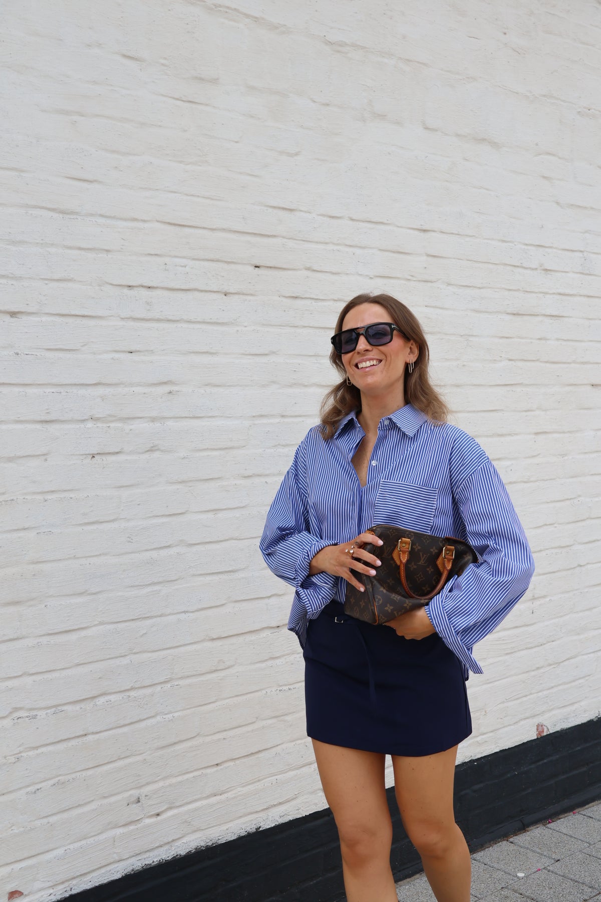 Inez gestreepte blouse blauw