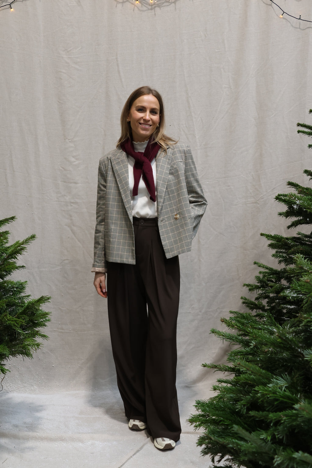 Elodie checked blazer brown