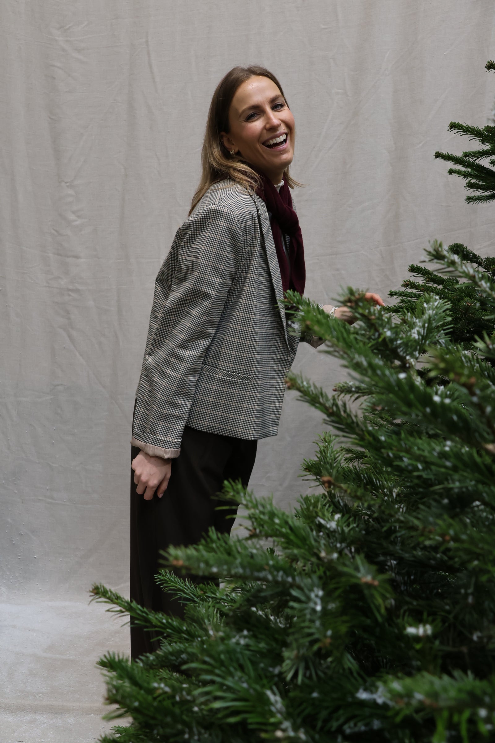 Elodie checked blazer brown