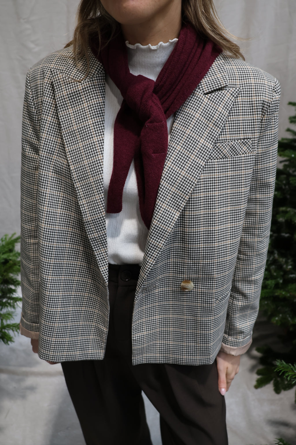 Elodie checked blazer brown