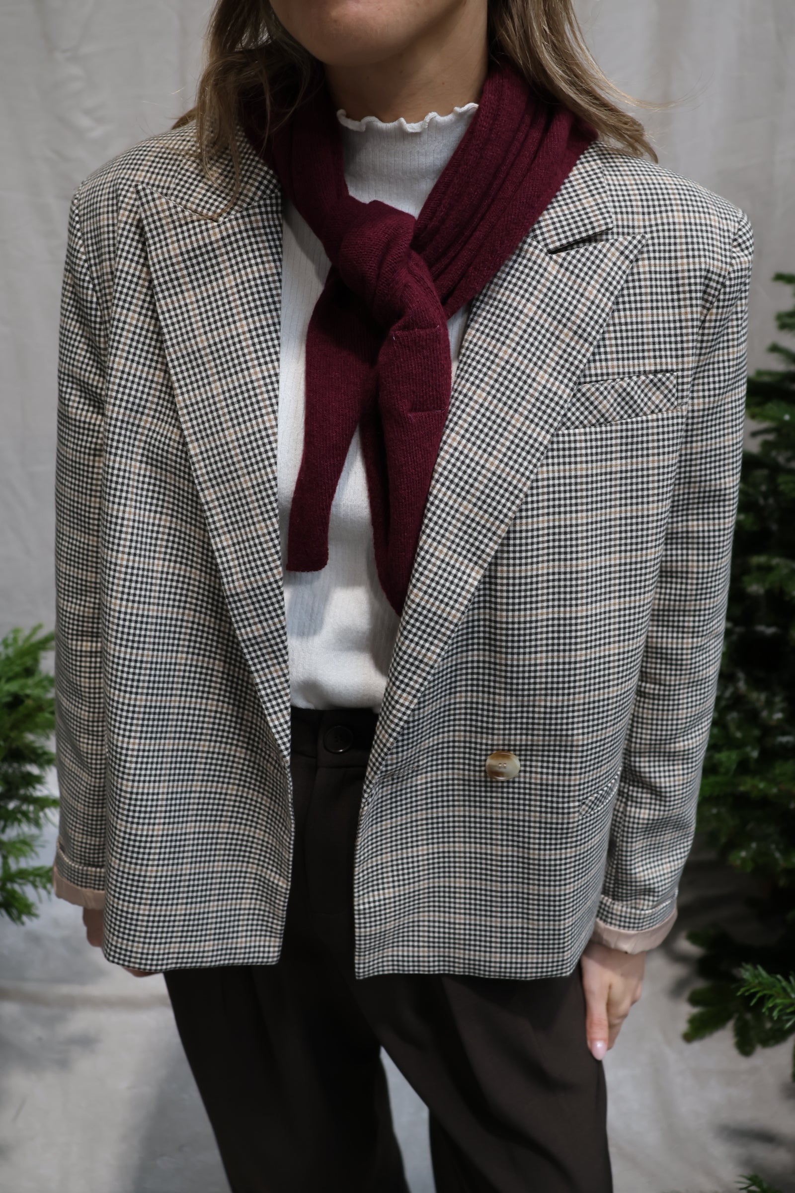 Elodie checked blazer brown