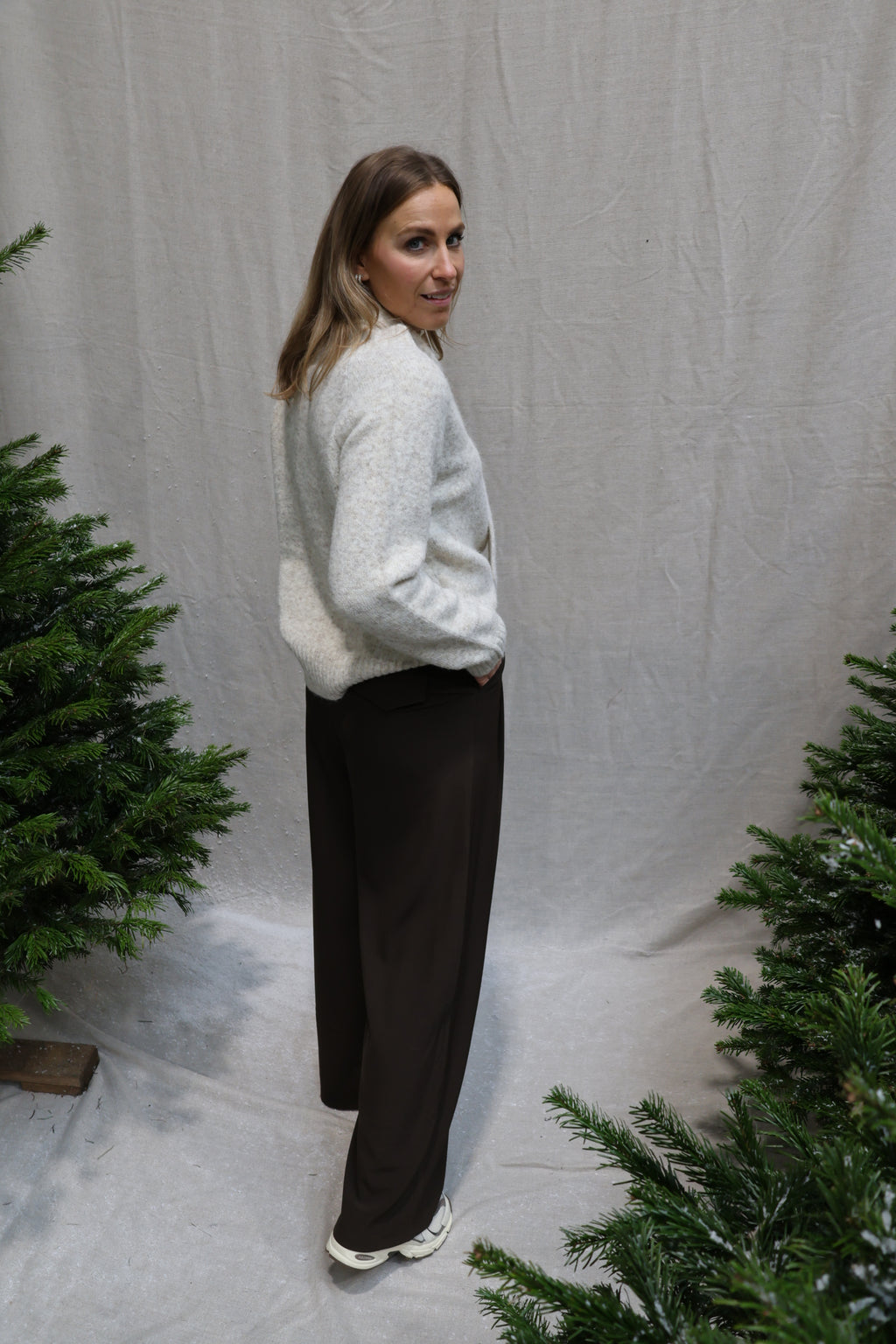 Hélène knit with scarf light beige