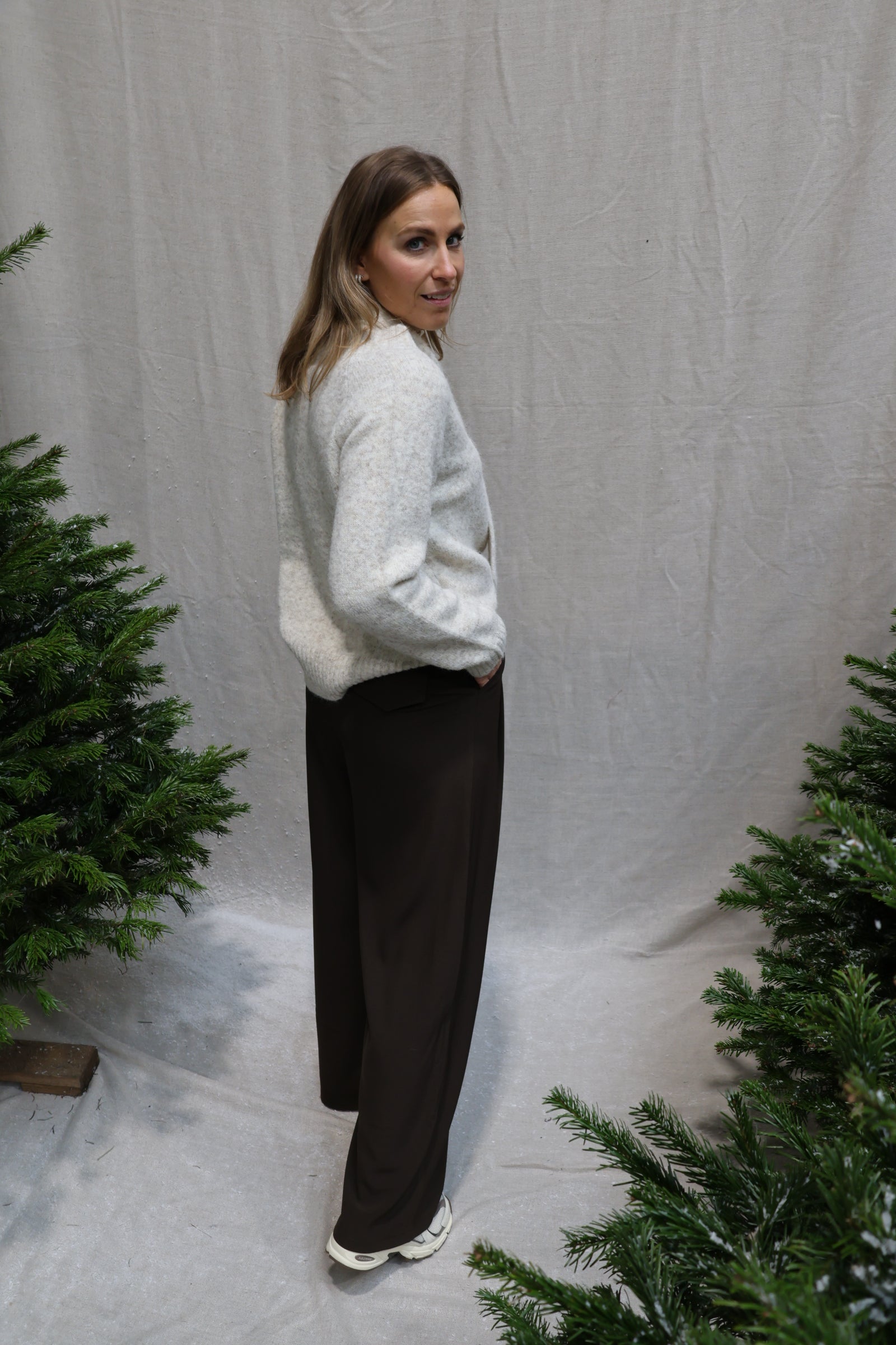 Hélène knit with scarf light beige