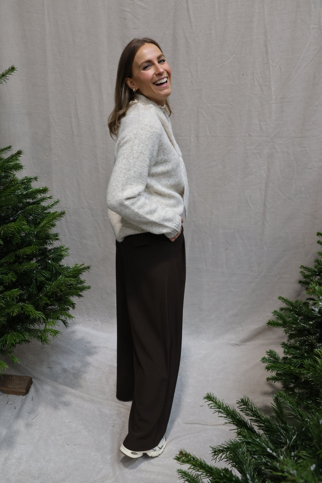 Hélène knit with scarf light beige