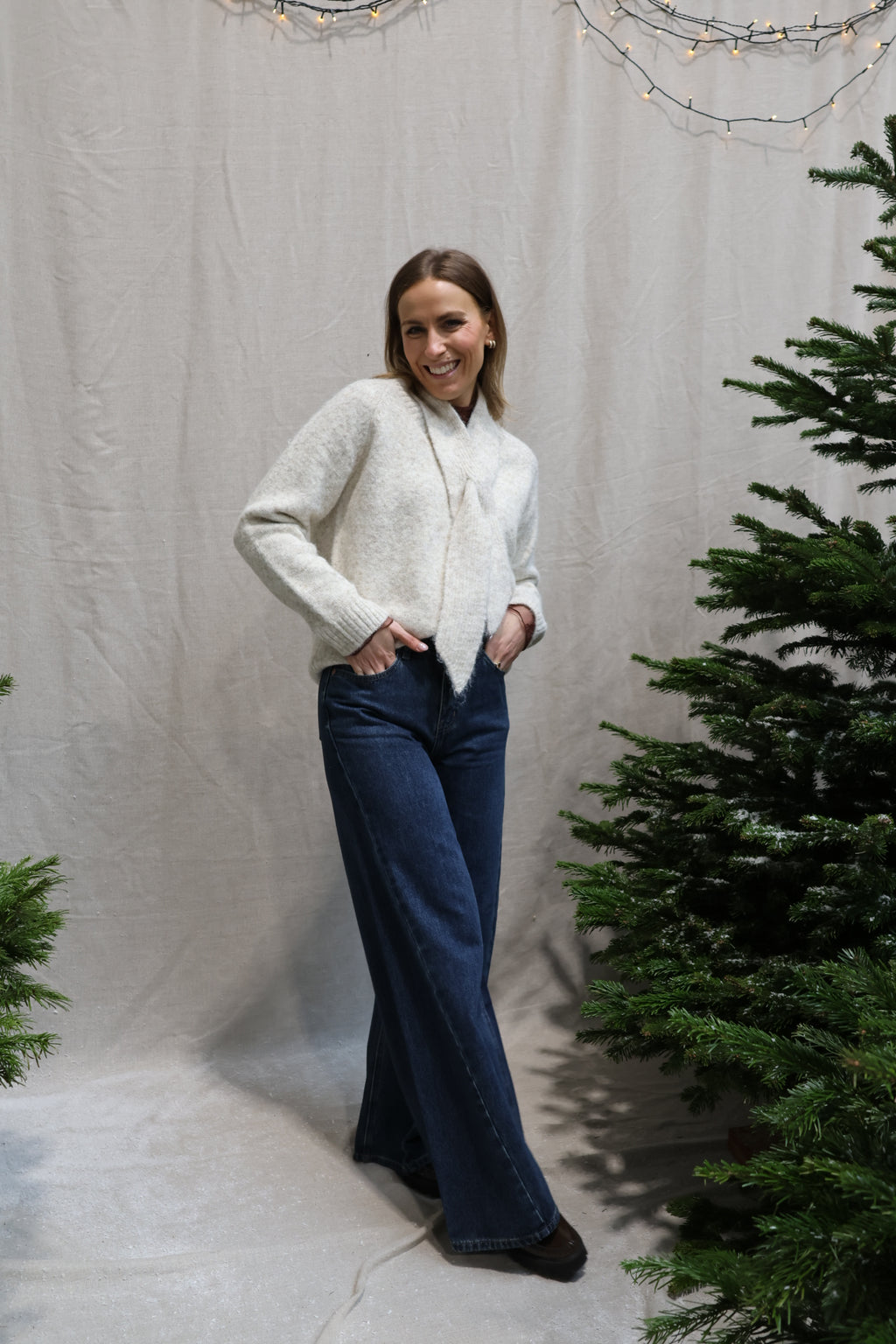 Hélène knit with scarf light beige