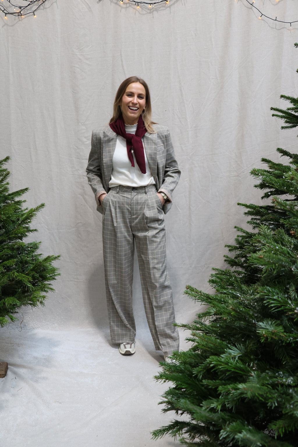 Elodie checked blazer brown