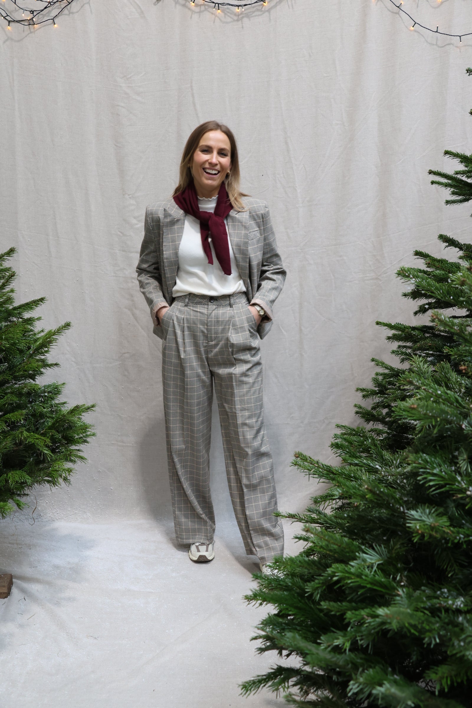 Elodie checked blazer brown