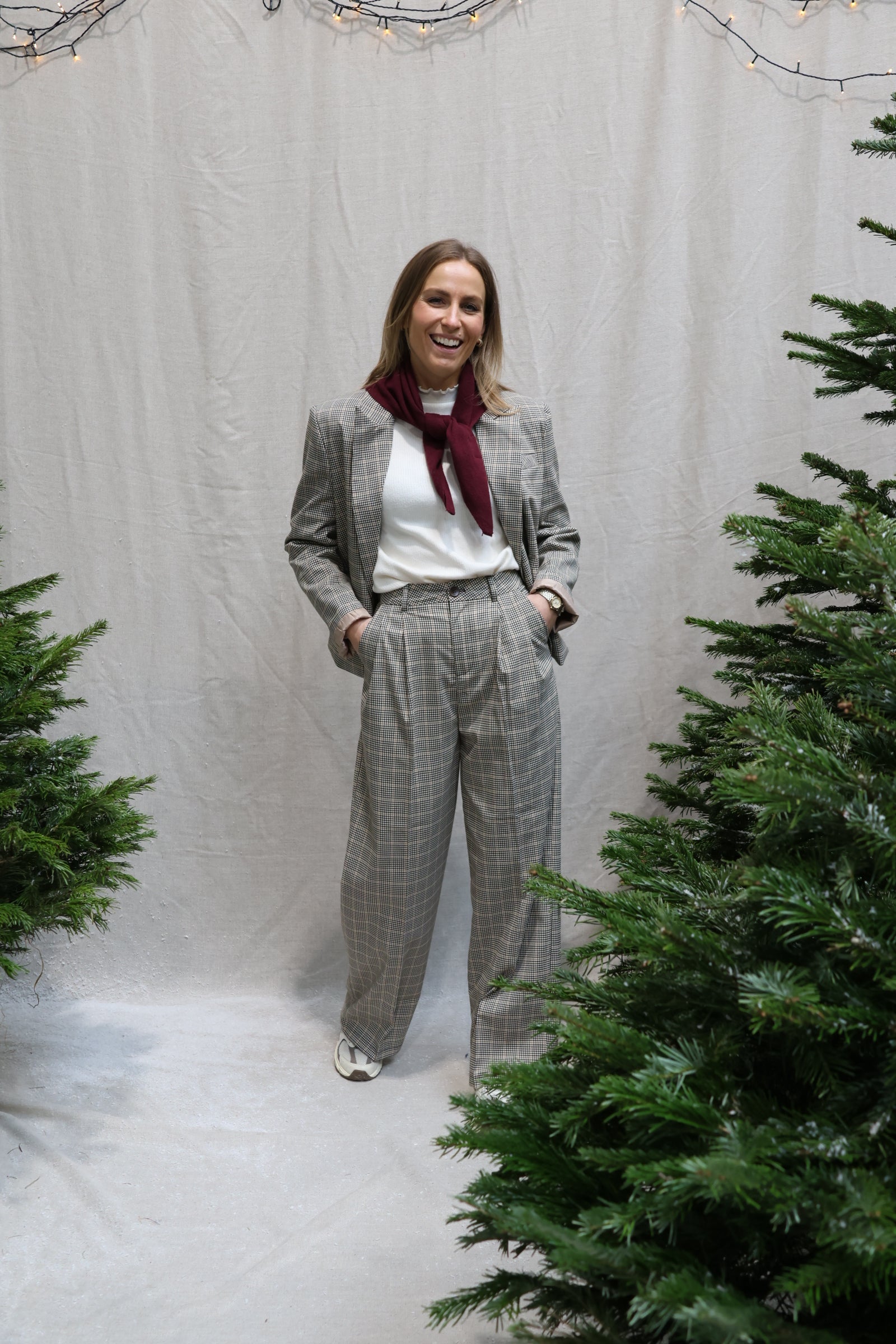 Elodie checked blazer brown