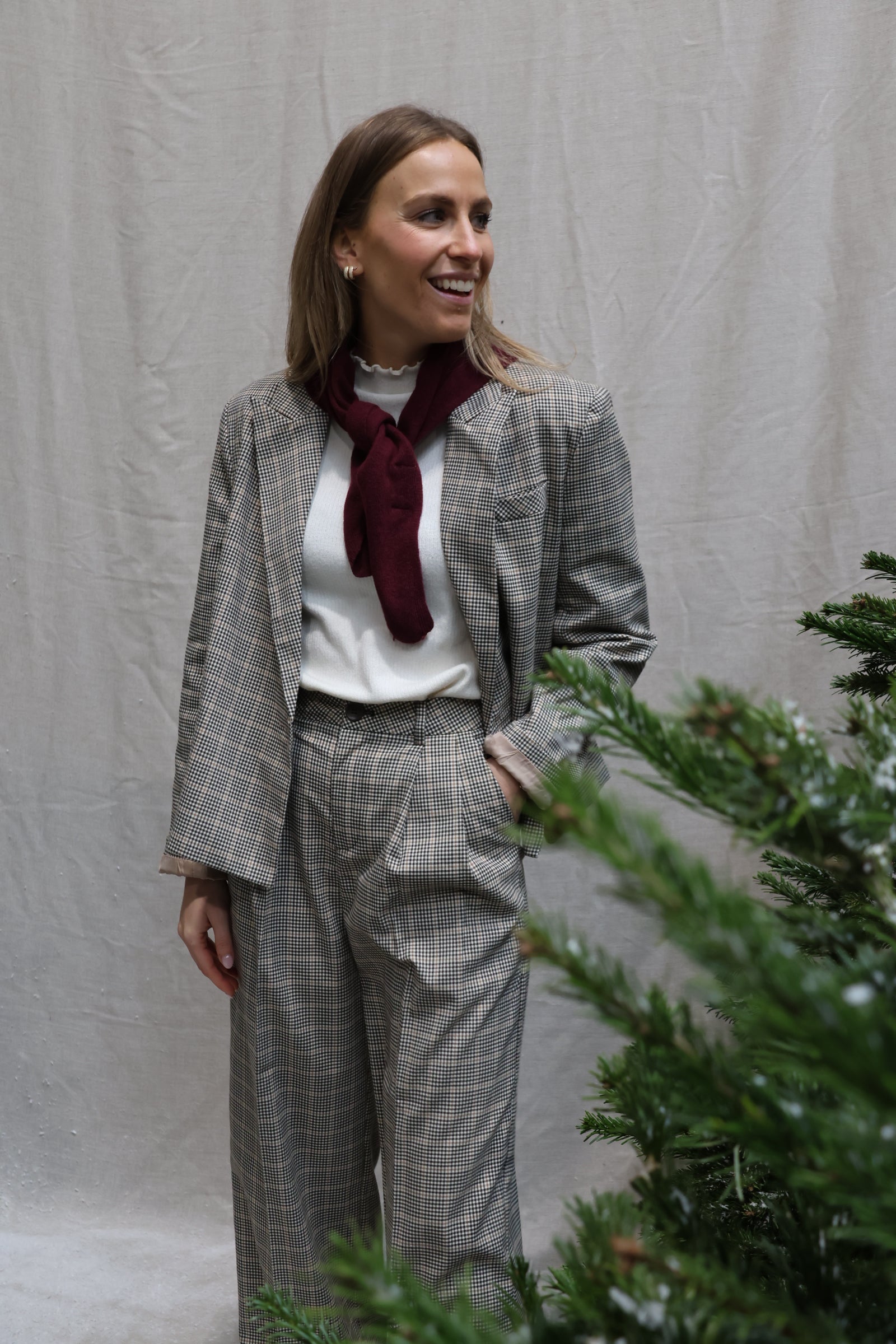 Elodie checked blazer brown