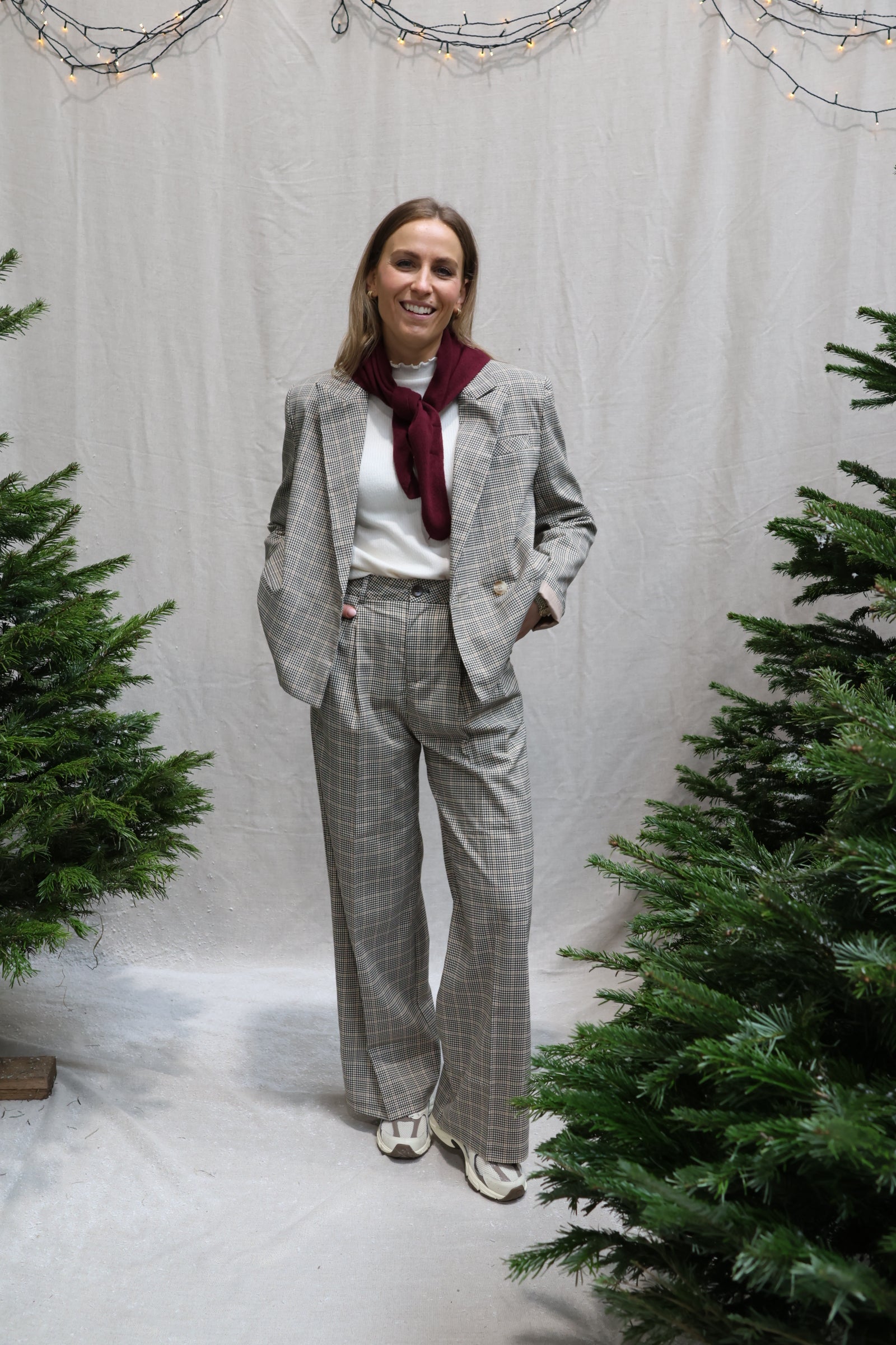 Elodie checked blazer brown