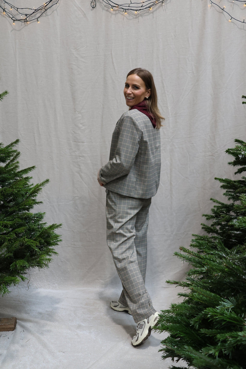 Elodie checked blazer brown