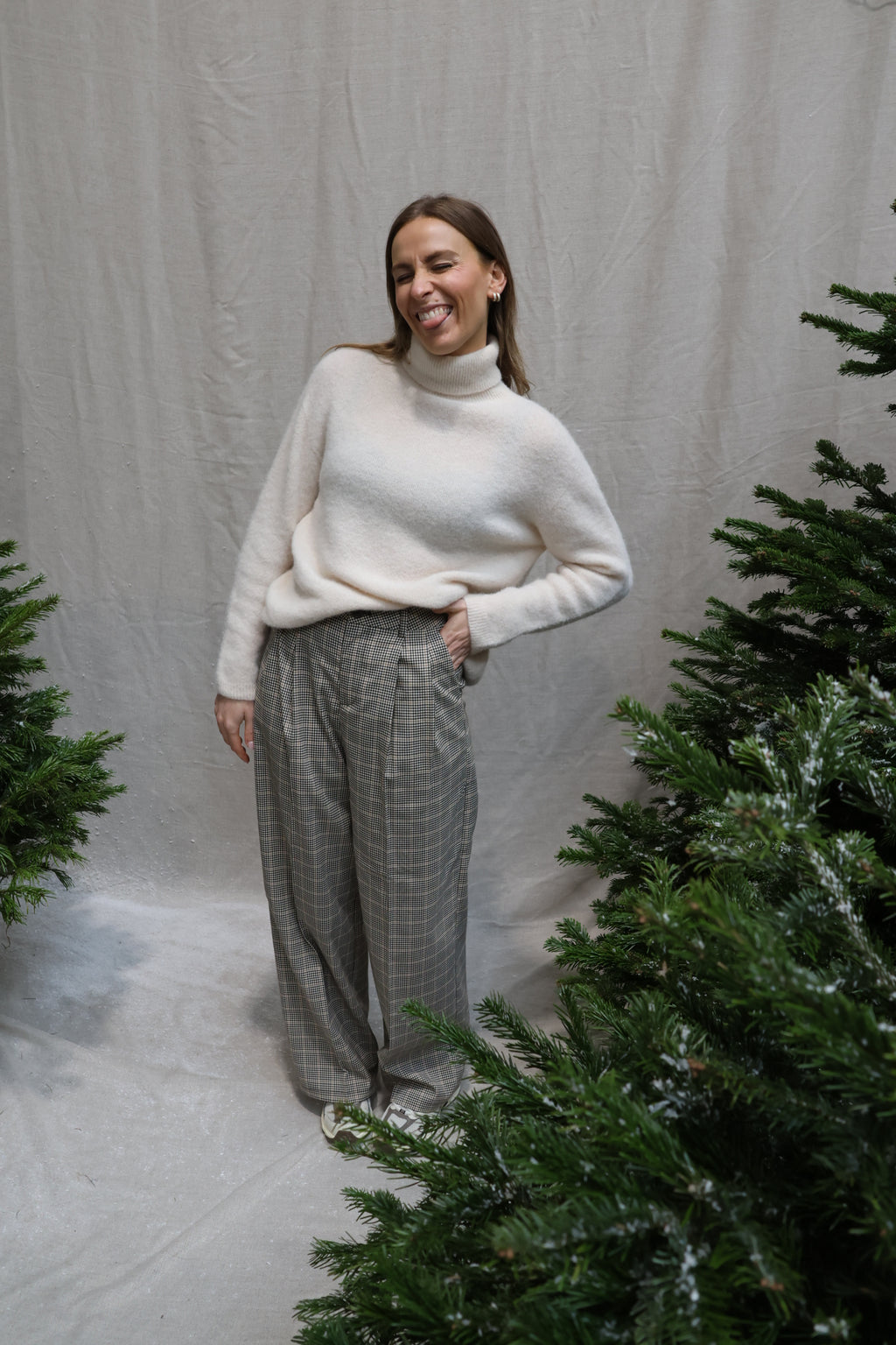 Elodie checked trousers brown