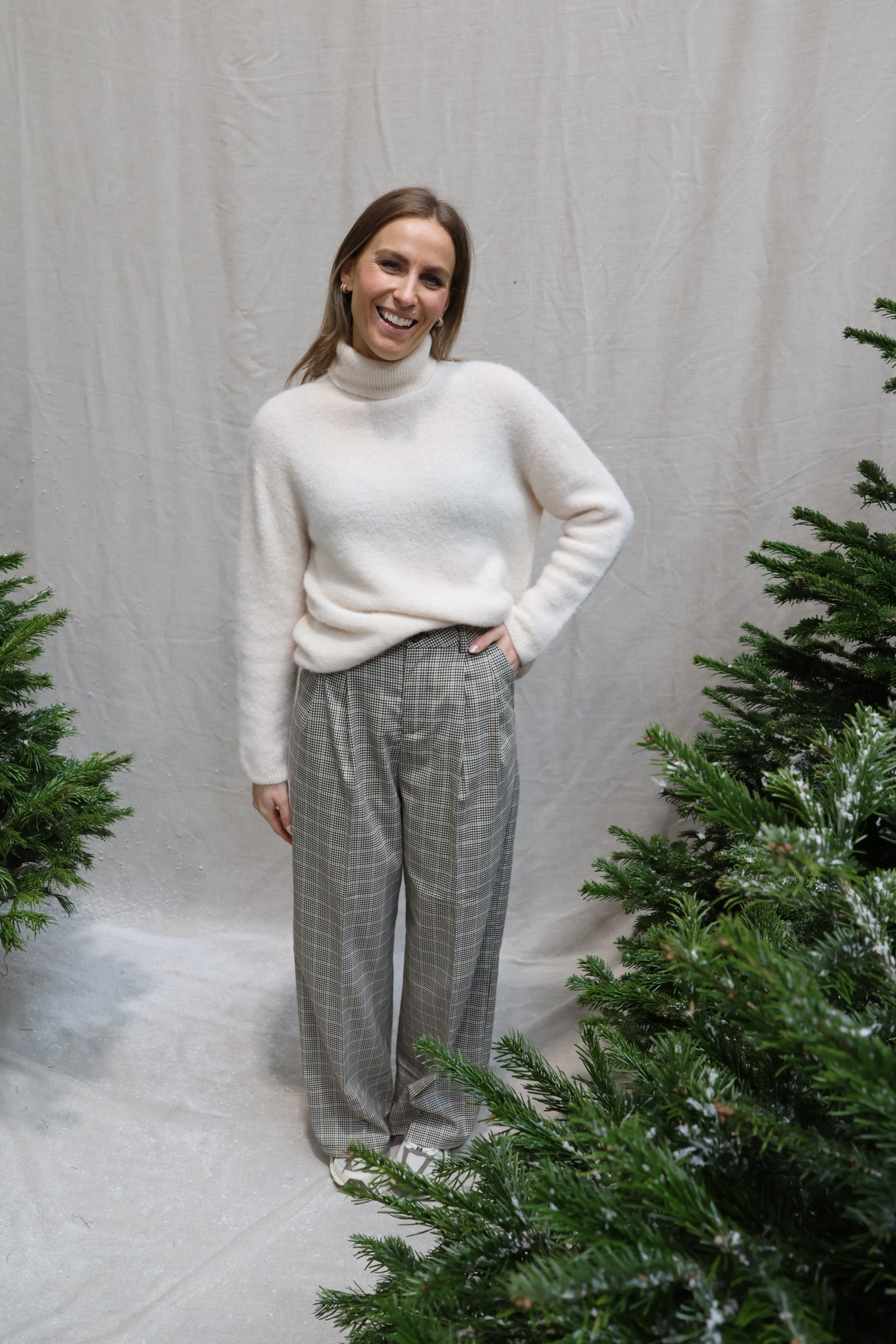 Elodie checked trousers brown