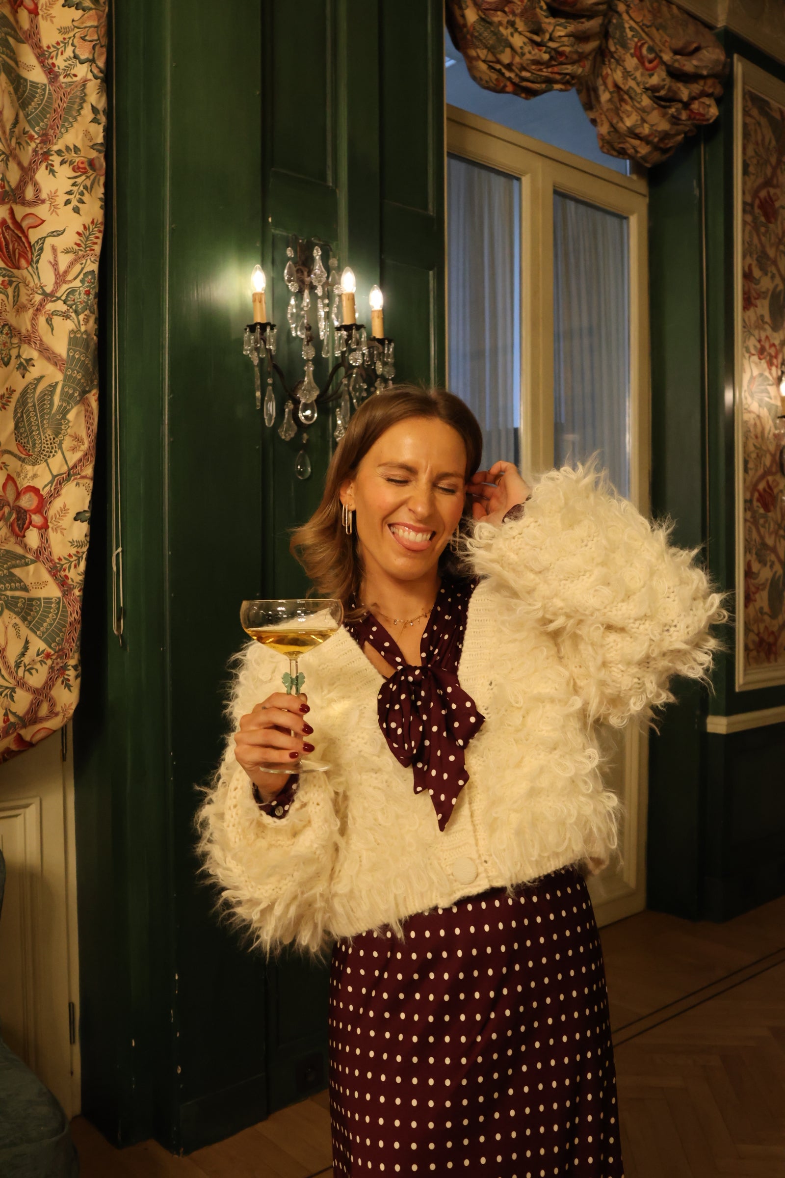 Loulou polka dot skirt fudge