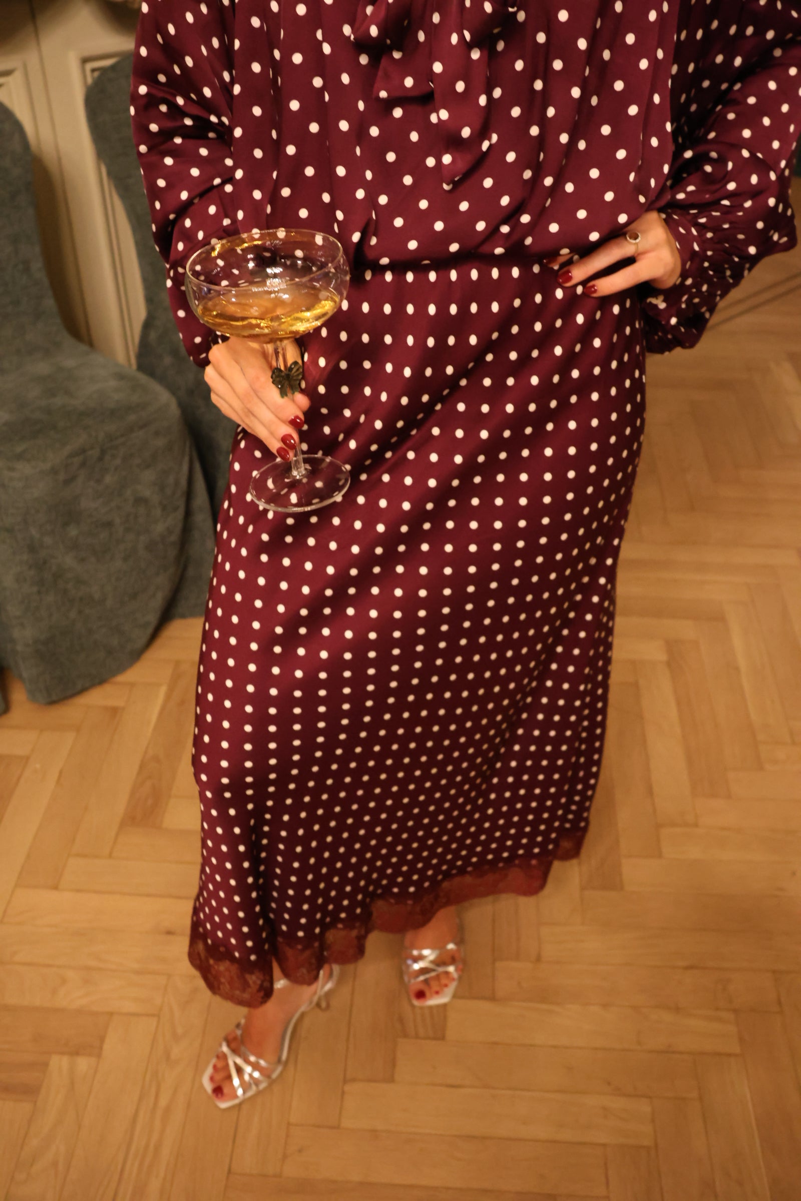 Loulou polka dot skirt fudge