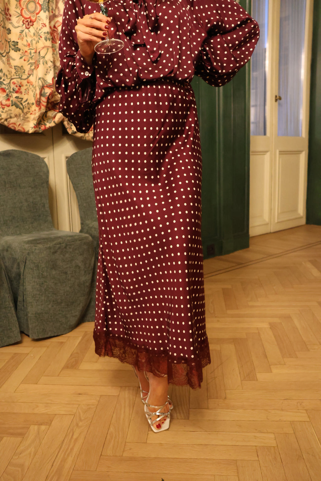 Loulou polka dot skirt fudge