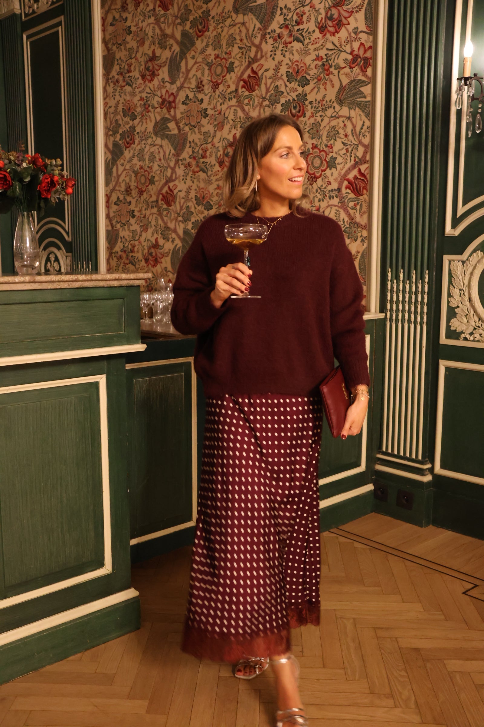 Loulou polka dot skirt fudge