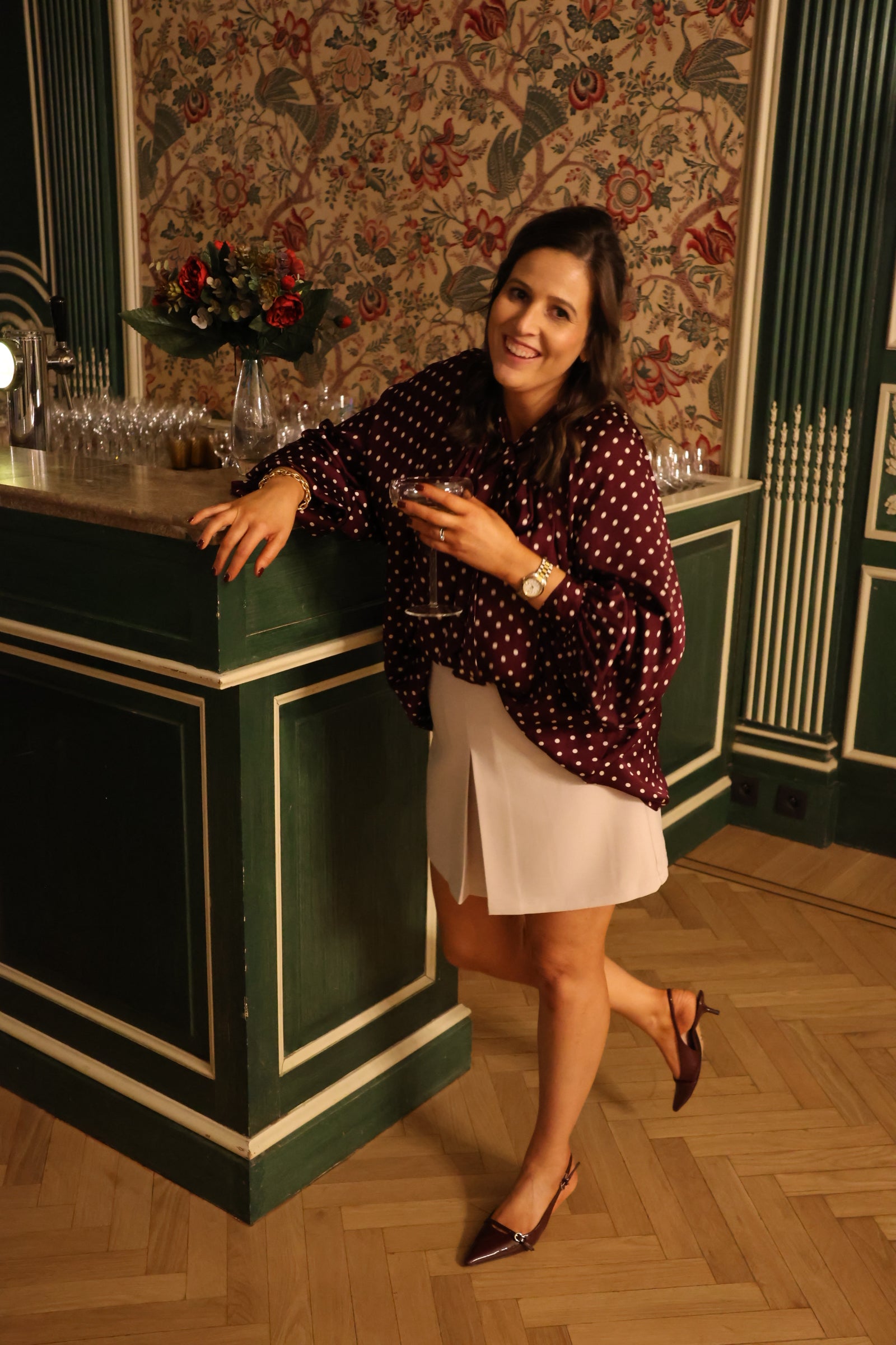 Loulou polka dot blouse fudge